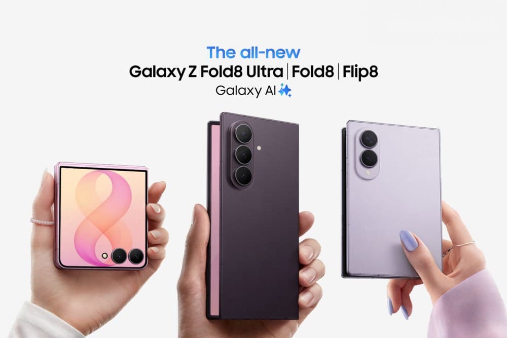 Galaxy Z Fold8 Ultra、Galaxy Z Fold8 与 Galaxy Z Flip8 三机并排展示