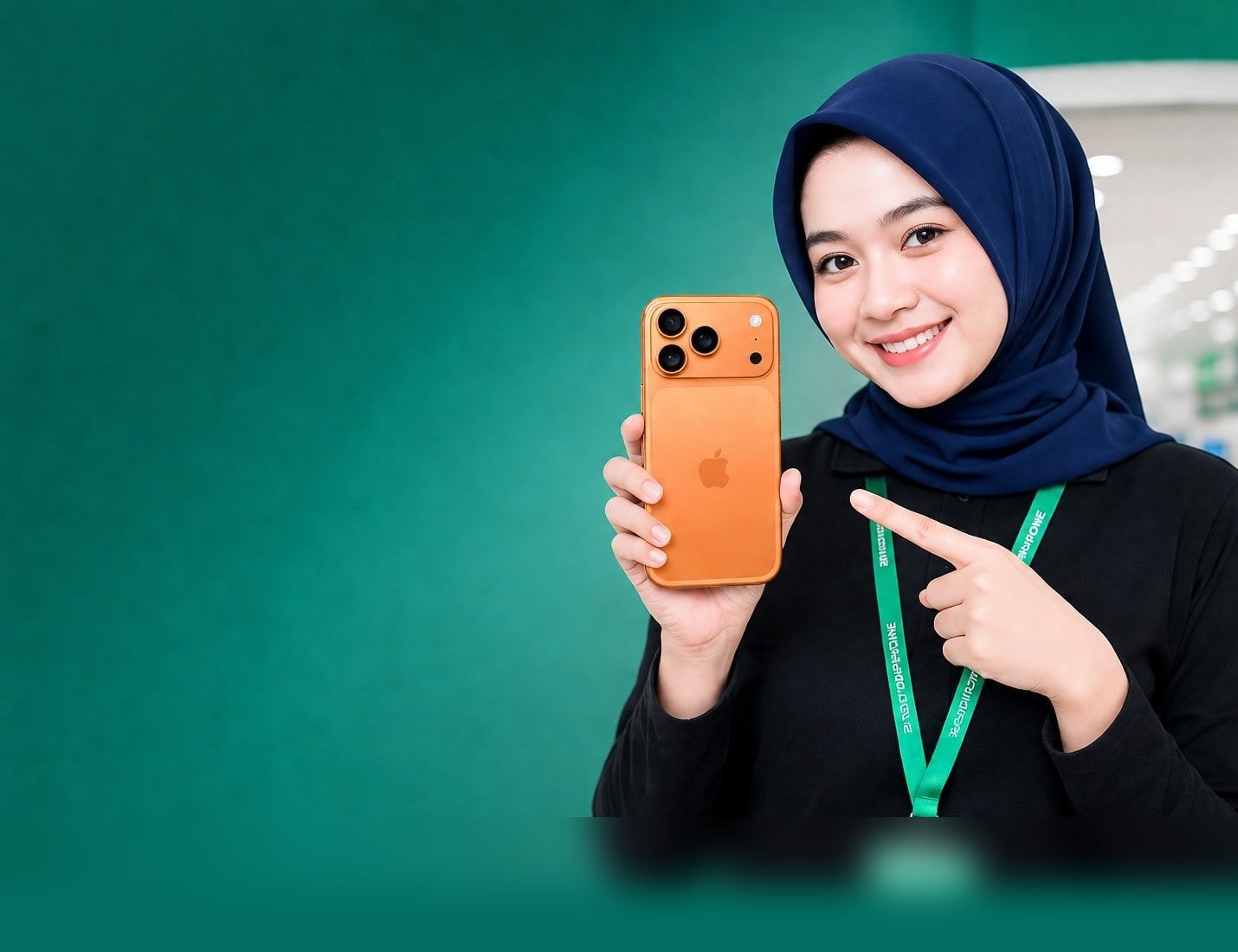 AnsuranPhone customer holding iPhone — ansuran mudah tanpa kad kredit